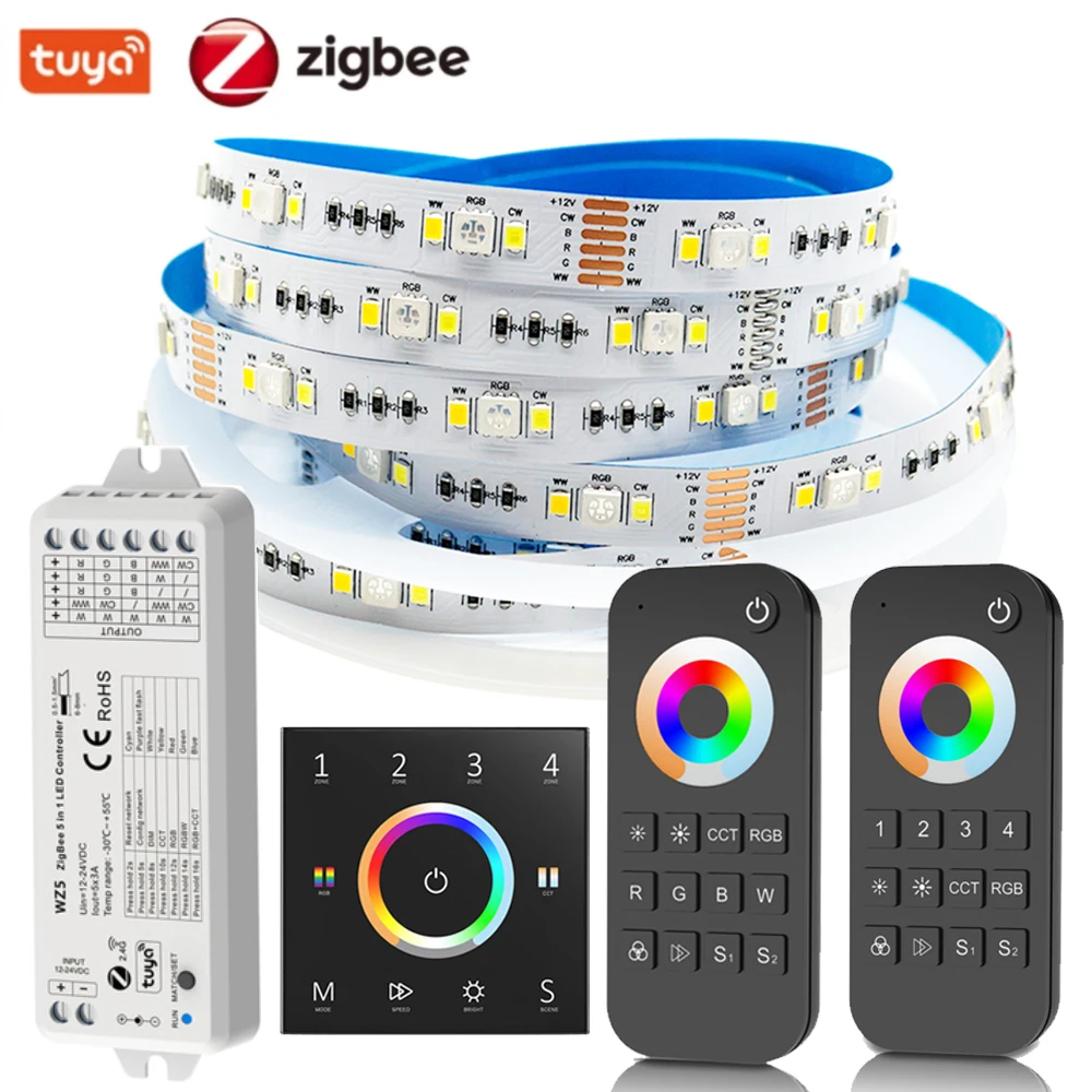 Светодиодный контроллер Tuya Zigbee постоянный ток 12 В 24 5050 RGBCCT светодиодная