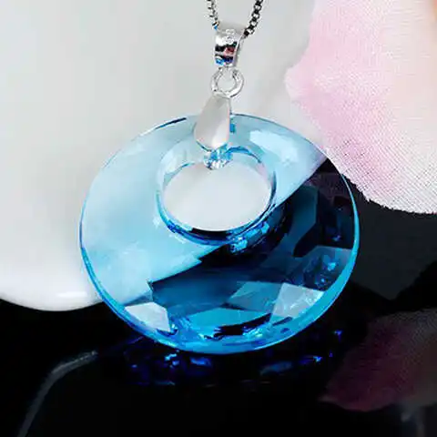  Одежда Павильон серебро 925 пробы + австрийский круглый кулон с кристаллами