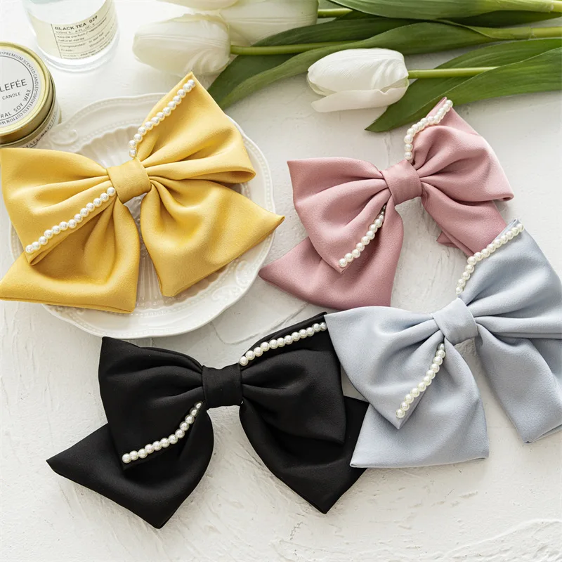 Заколка для волос с бабочкой женская роскошный Шелковый зажим жемчугом