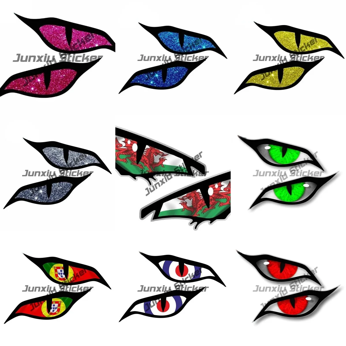Пара наклеек от сглаза радужные желтые злые глаза Wales вельш флаг CYMRU