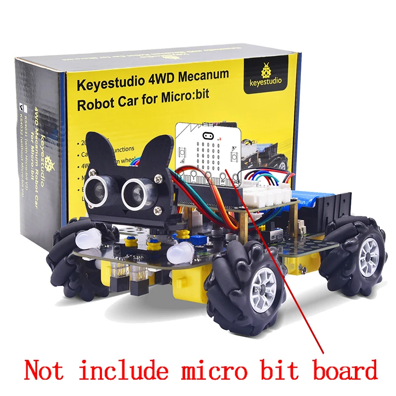 Keyestudio Micro:Bit V2 4WD робот-колесо Mecanum автомобильный комплект для микробит стебель
