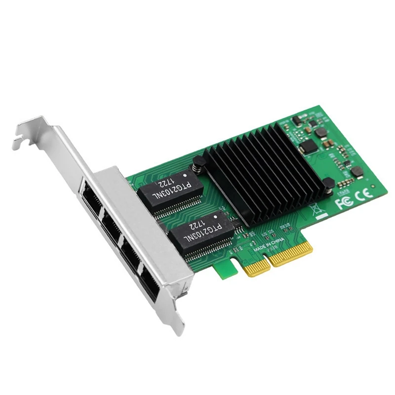 RISE-4-портовая сетевая карта PCIE X4 RJ45 высокоскоростной Ethernet-адаптер 10/100/1000 Мбит/с