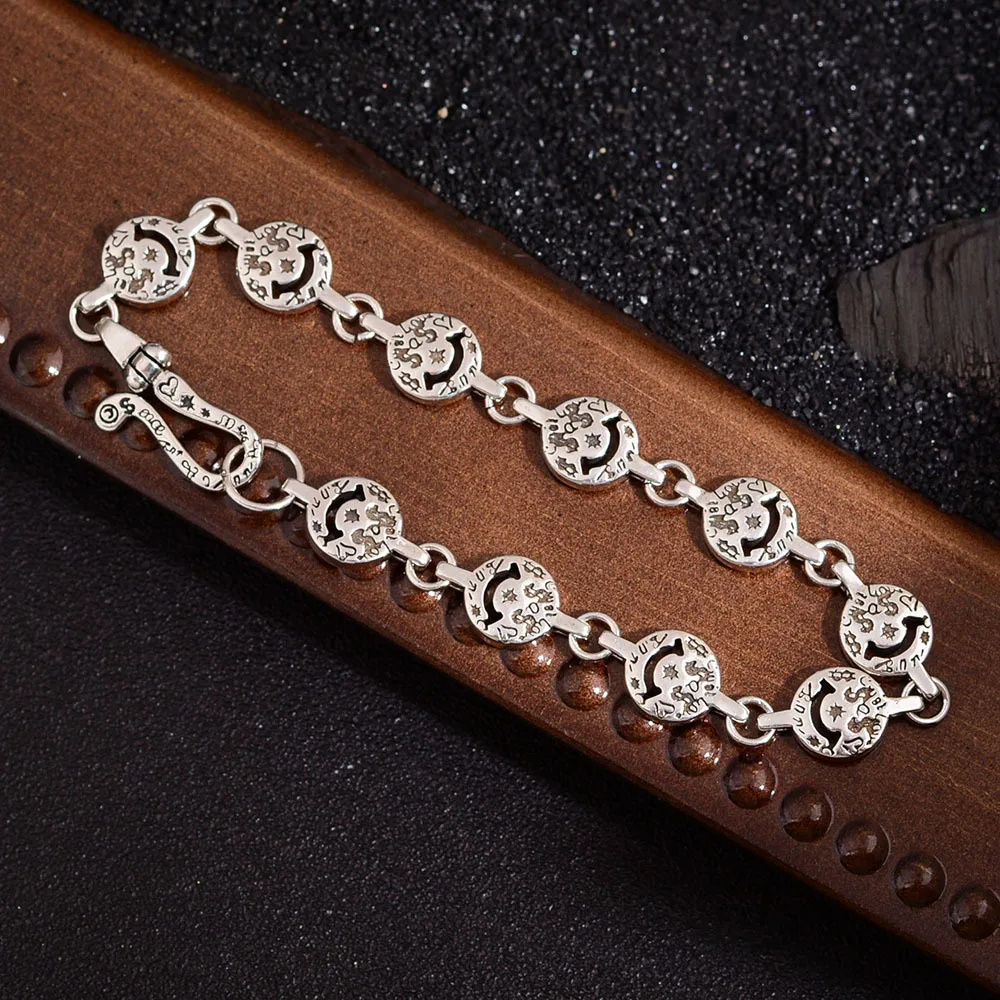 Новое поступление ретро граффити улыбка лицо стерлинговое серебро 925 пробы