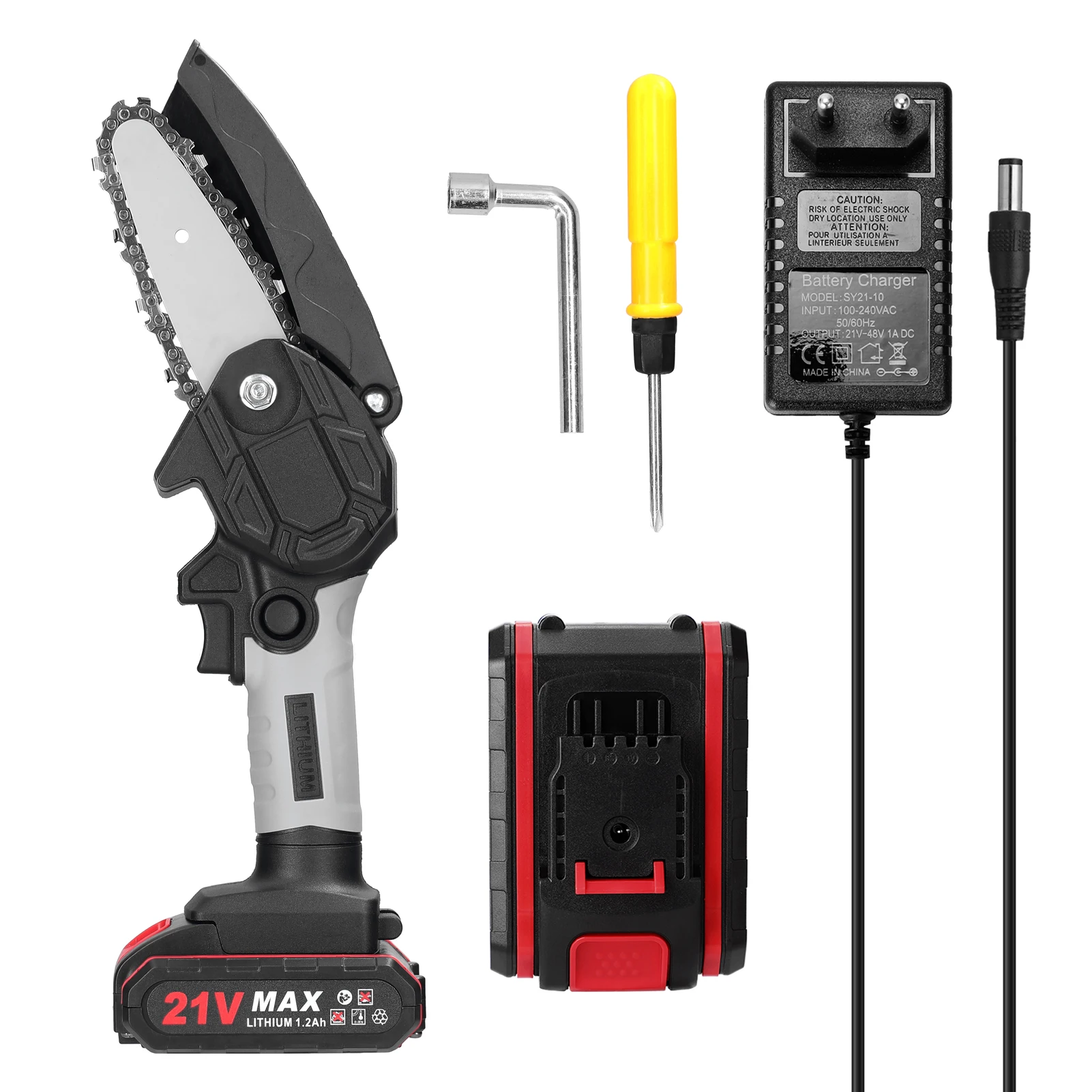 Электрические пилы для обрезки маленький двигатель с щеточкой цепной 21 в 4 дюйма/6