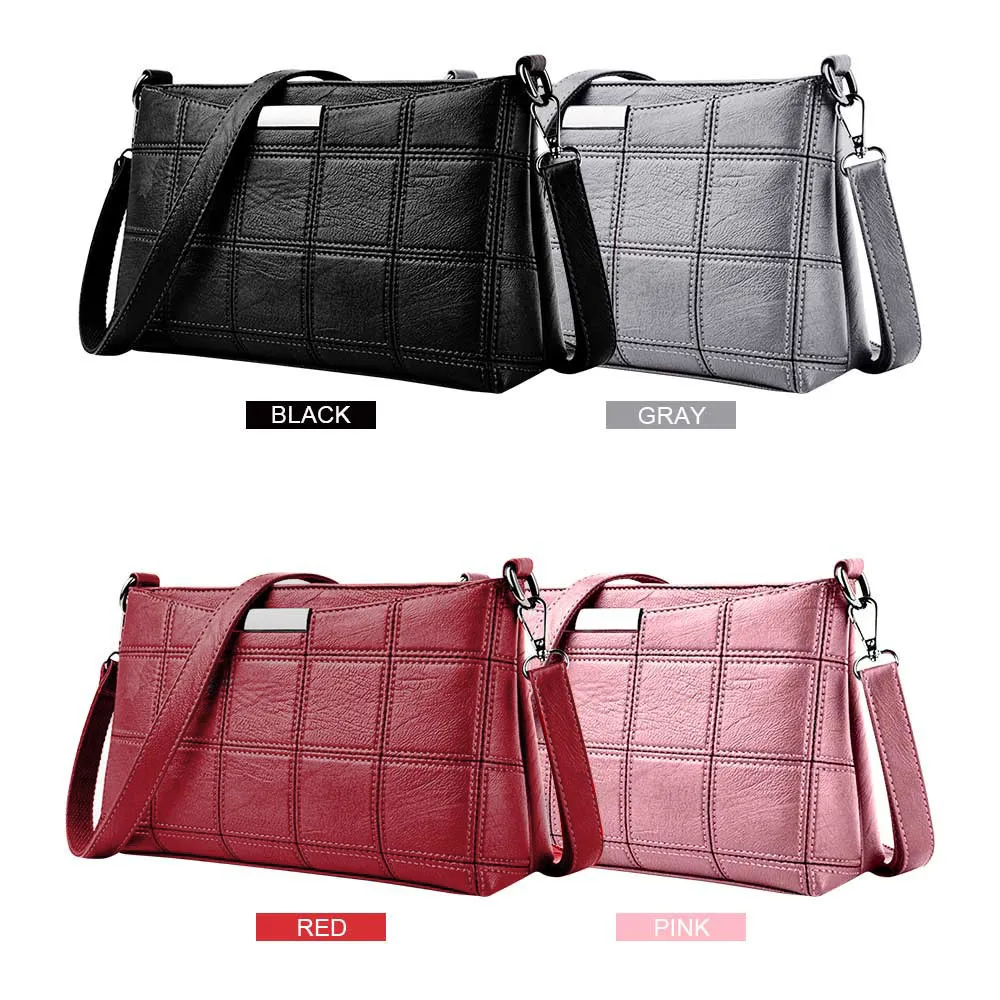 Women Handbag Leather Plaid Messenger Bag Shoulder Small Square Package Designer Handbags High Quality bolsa feminina Sacs dame | Спорт и