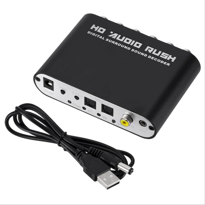 Digital 5.1 Audio Decoder Dolby Dts/Ac-3 Optical To 5.1-Channel RCA Analog Converter Sound Adapter Amplifier |