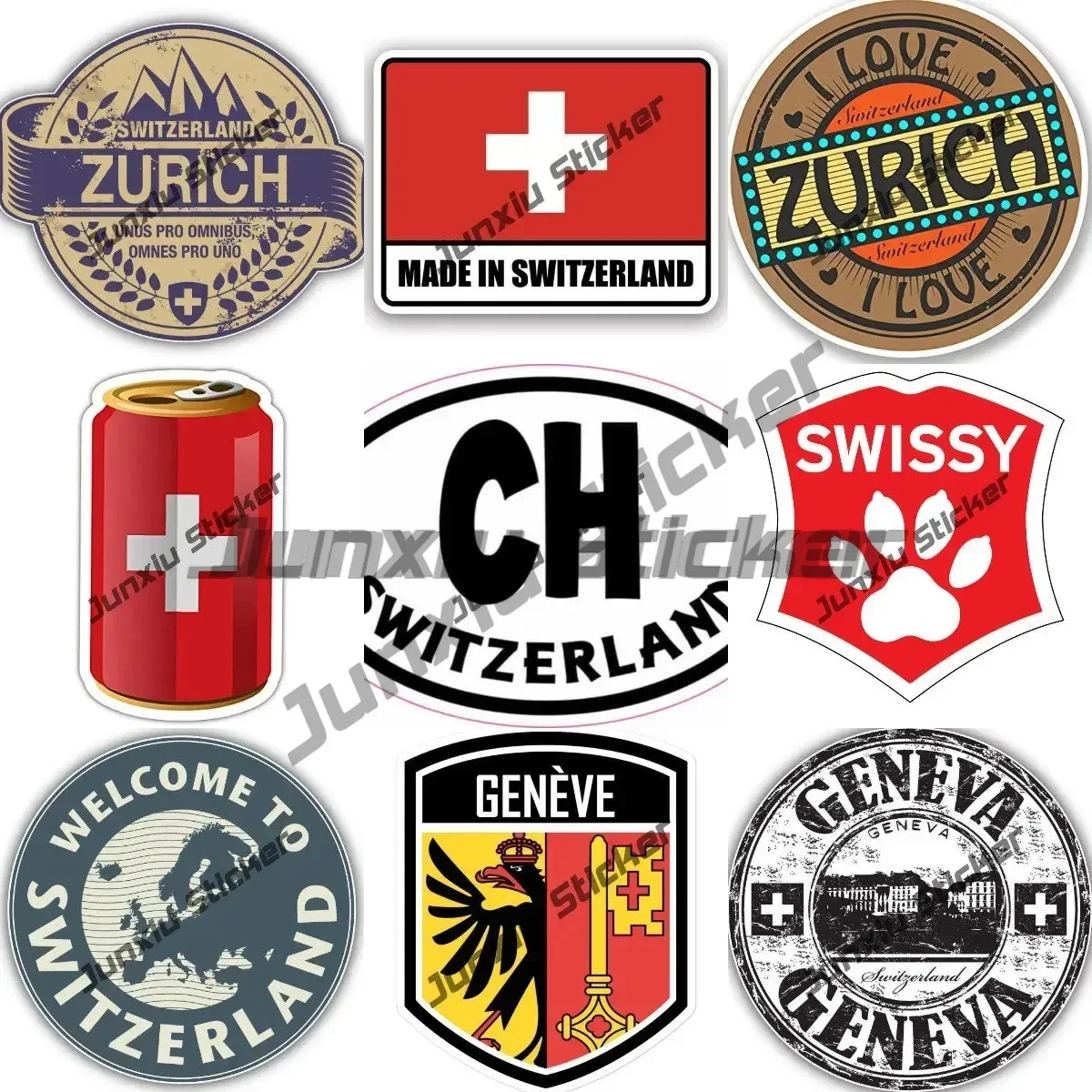 Швейцария наклейка Swiss Luzern Zurich City Shield штамп дорожная с защитой от ультрафиолета