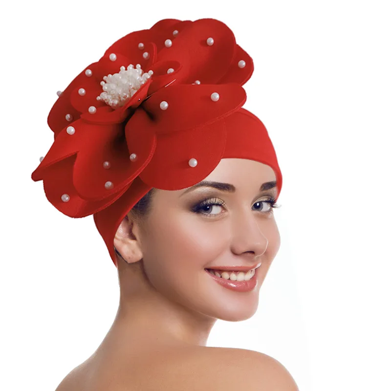 Преувеличенная шапка-тюрбан с большим цветком для женщин ткань подводного