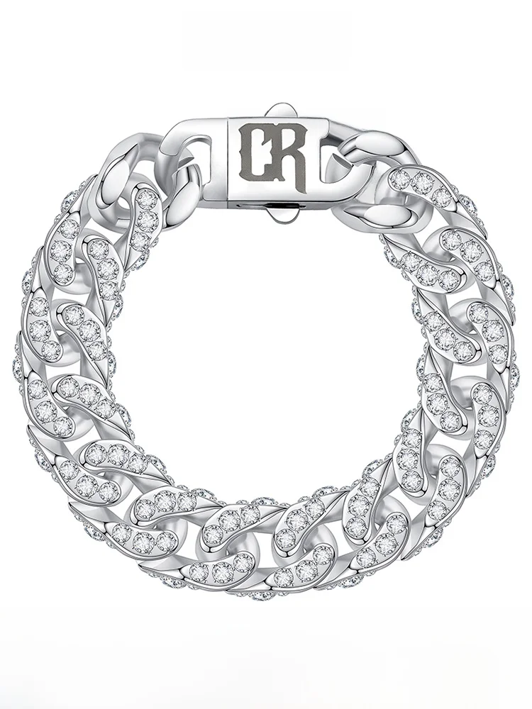 Кубинский браслет Курири мужской High Street полный кристаллов лоскутная кубинская