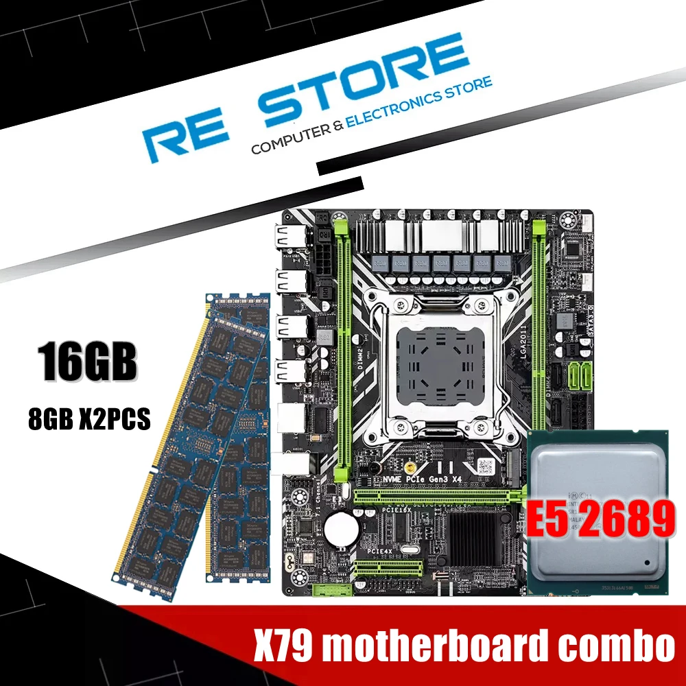 Комплект материнской платы Kllisre X79 LGA 2011 E5 2689 CPU 2*8 Гб памяти DDR3 1600 ECC RAM - купить по