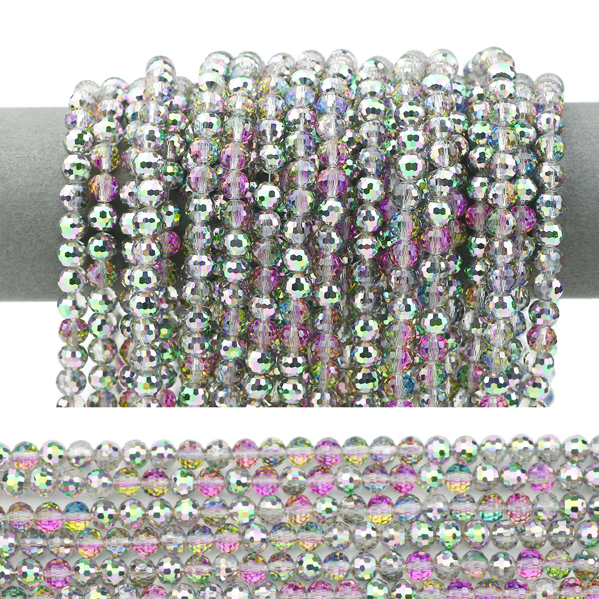 8 мм 96-сторонние прозрачные розово-зеленые AB хрустальные стекла граненые круглые