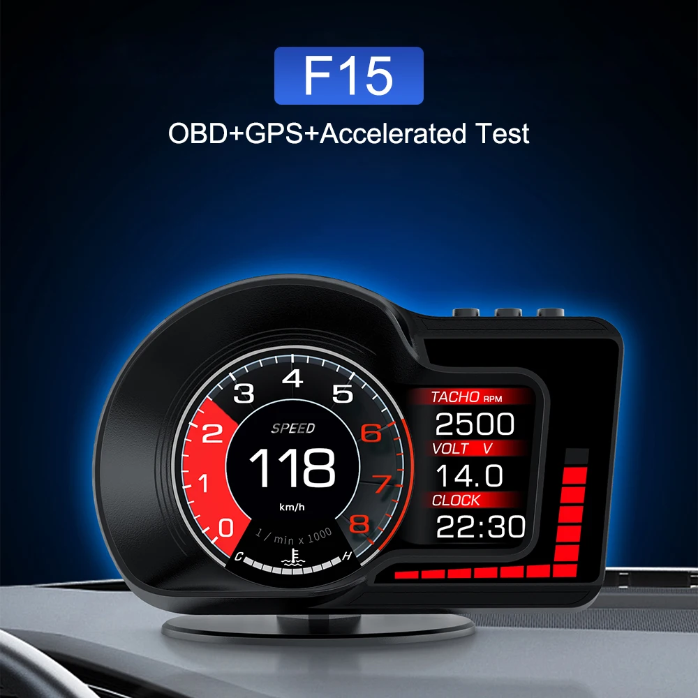 Спидометр F15 автомобильный прибор с GPS 6 функциями сигнализации 8 цветов