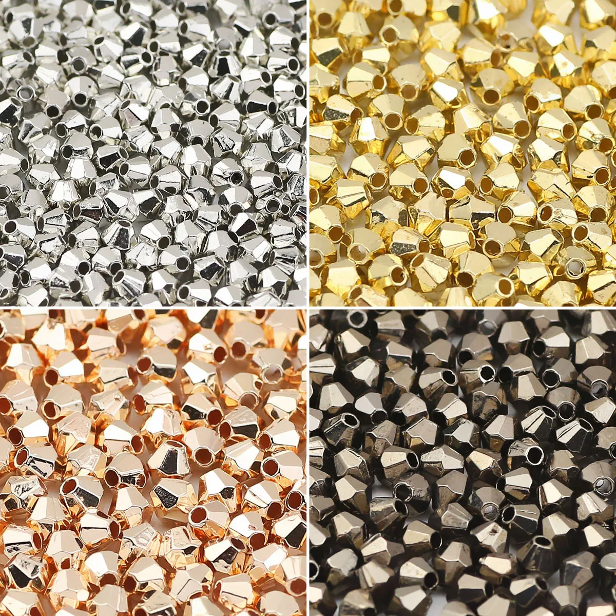 100/200/400/800 шт. 4 мм золотистый посеребренный ромб CCB свободные бусины-разделители