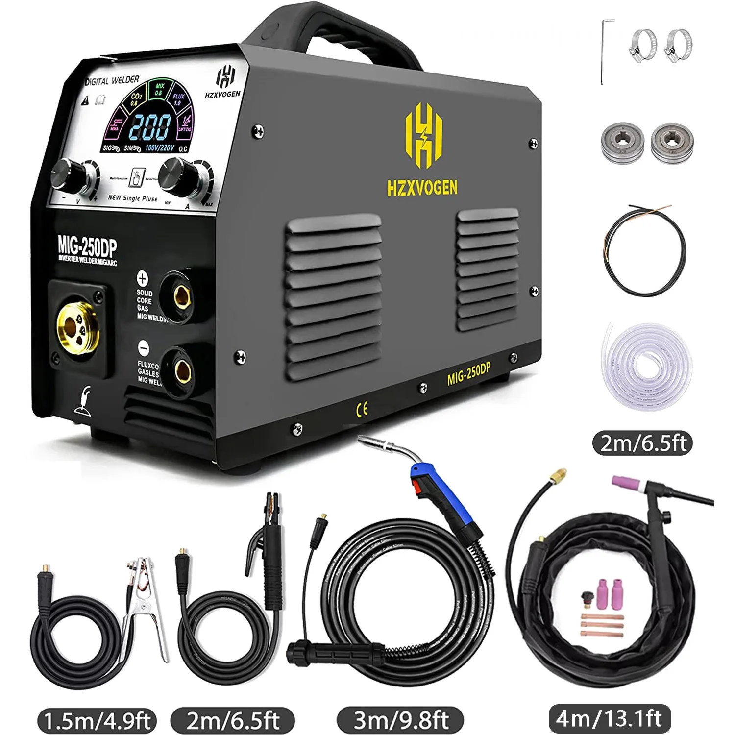 Сварочный аппарат HZXVOGEN 4 в 1 полуавтоматический MIG250DP Mig Gas Gasless алюминиевая дуга MMA