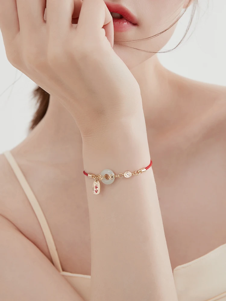 Браслет из серебра 925 пробы с безопасной пряжкой Hetian Jade женский новый китайский