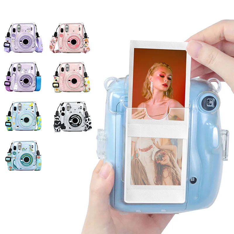 Прозрачный чехол для фотоаппарата Polaroid Instax Mini11 хранения с кристаллами ремешок