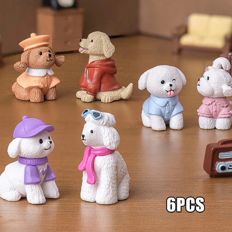 6 шт. настольные аксессуары фигурки миниатюры милая имитация собаки померанского