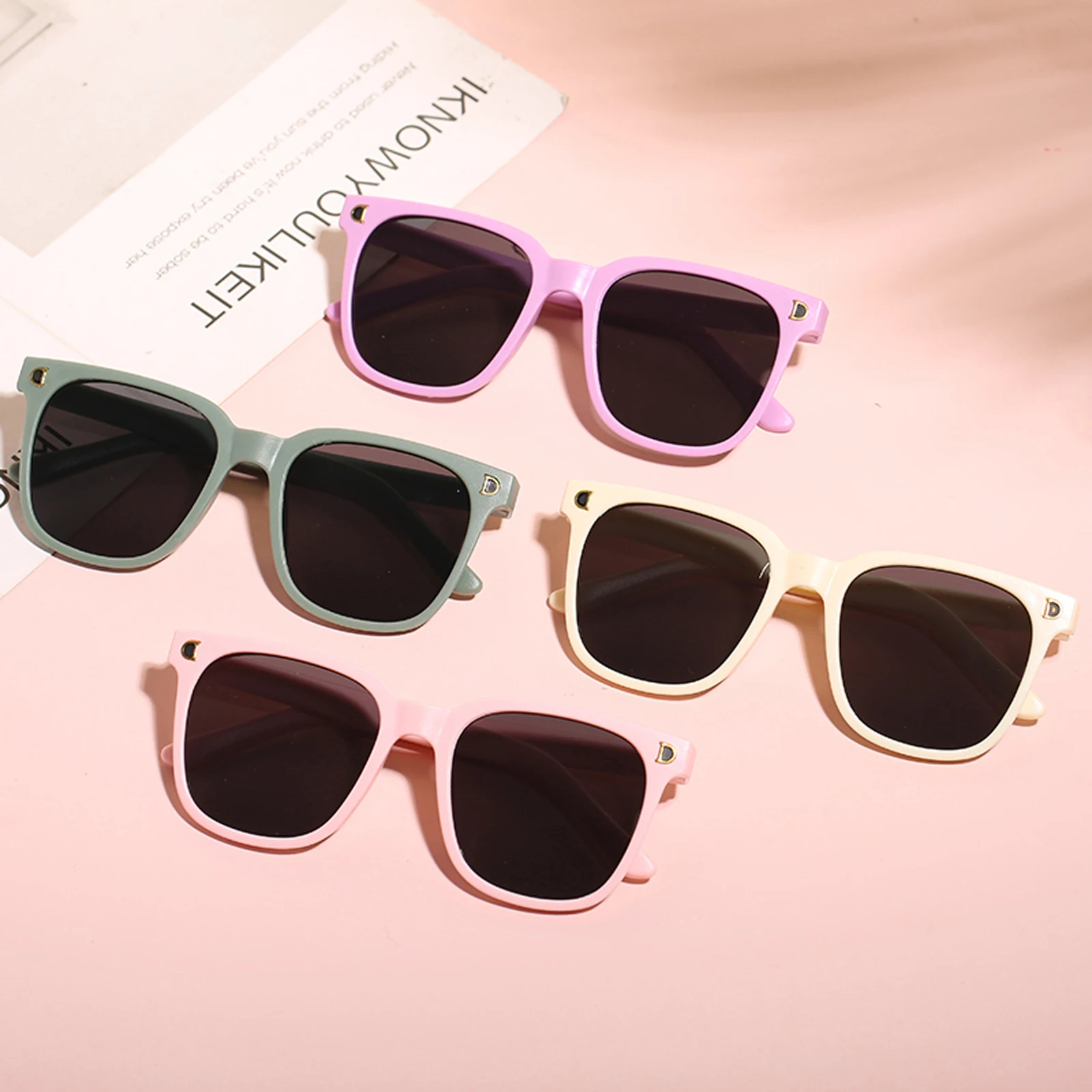 Детские летние солнцезащитные очки для мальчиков и девочек милые однотонные