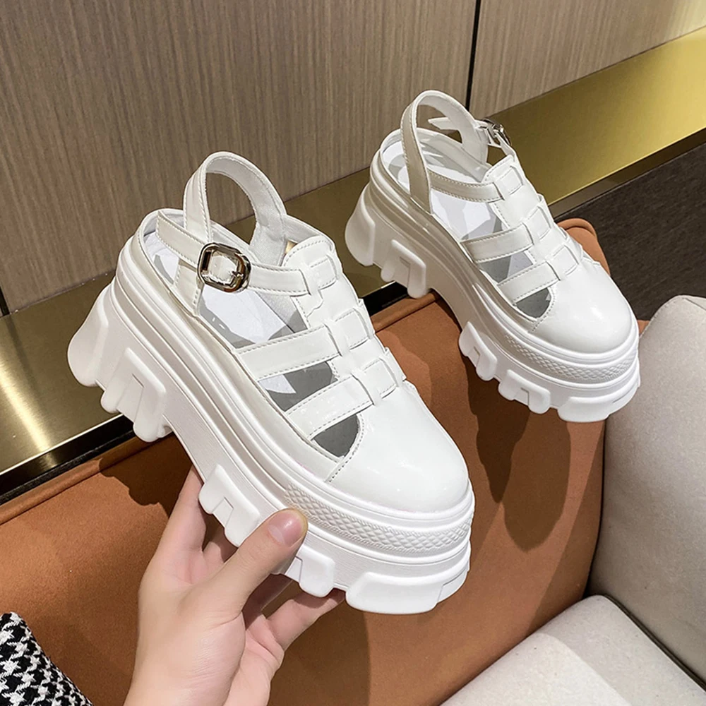 Сандалии-гладиаторы женские на танкетке брендовые босоножки массивной подошве с