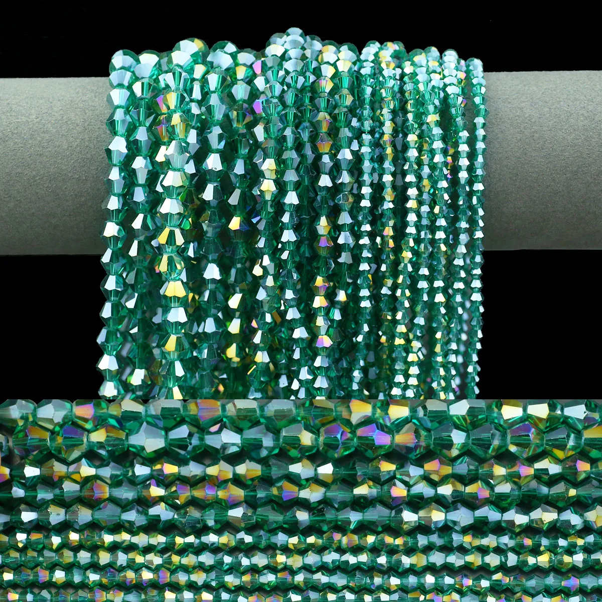 Зеленые AB чешские австрийские хрустальные бусины 4/6/8 мм двойной конус граненые