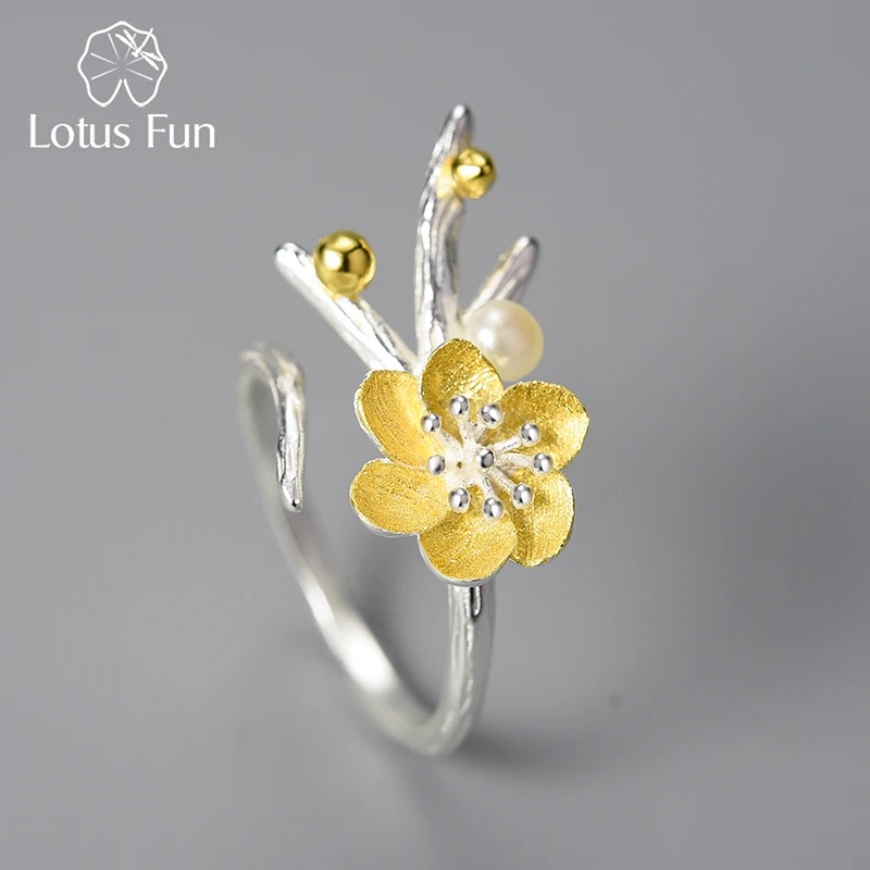 Женское Винтажное кольцо Lotus Fun регулируемое из серебра 925 пробы с натуральным