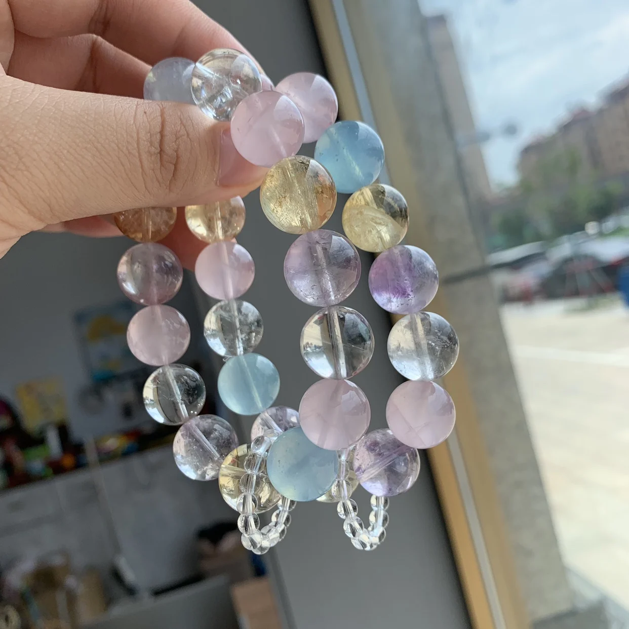 Кристалл Duobao Candy Bracelet Натуральный Белый Асай Аквамарин Желейный Порошок Розовый