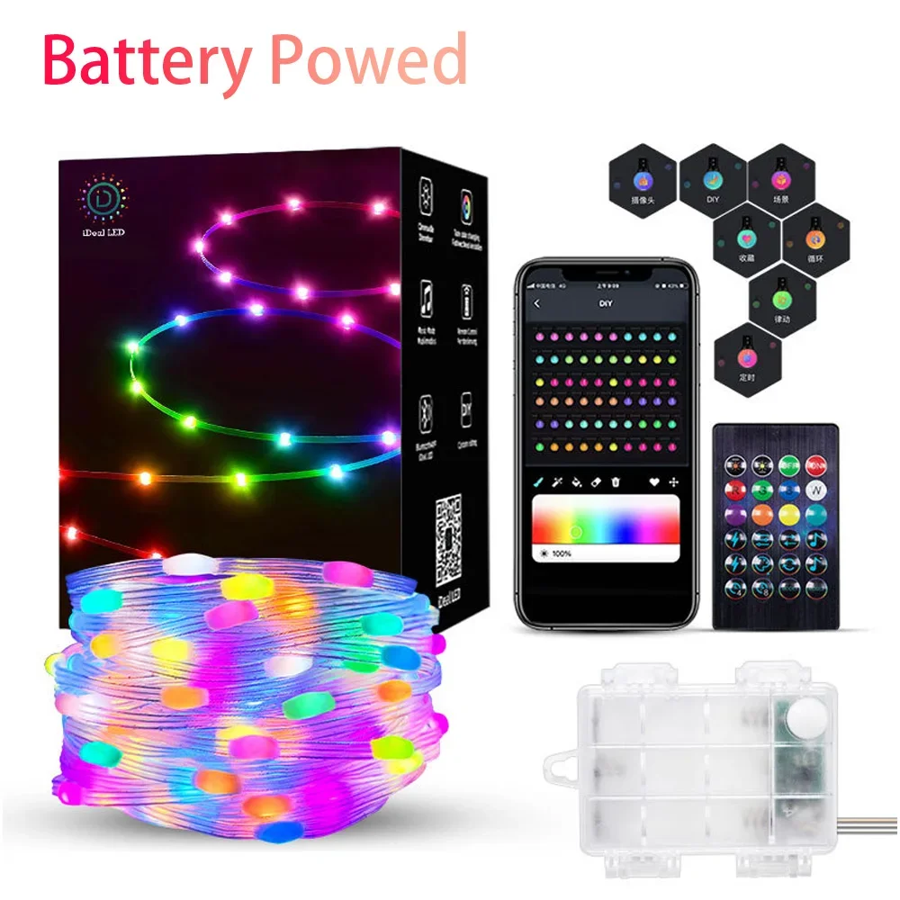 Водонепроницаемая Рождественская гирлянда с аккумулятором 5 м 50 светодиодов rgb