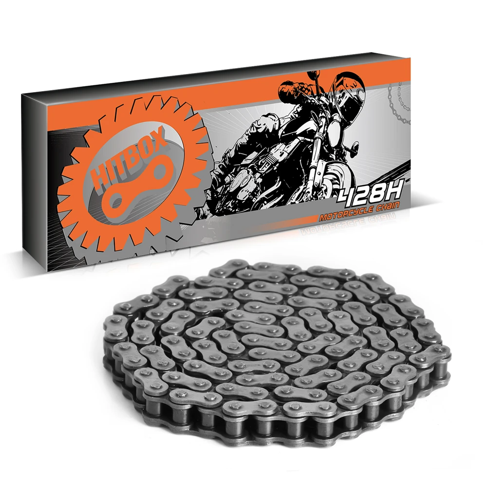 HITBOX 428H Мотоциклетная цепь 108/120 звеньев 21KNmin Высокое качество Мини-байк для грязи