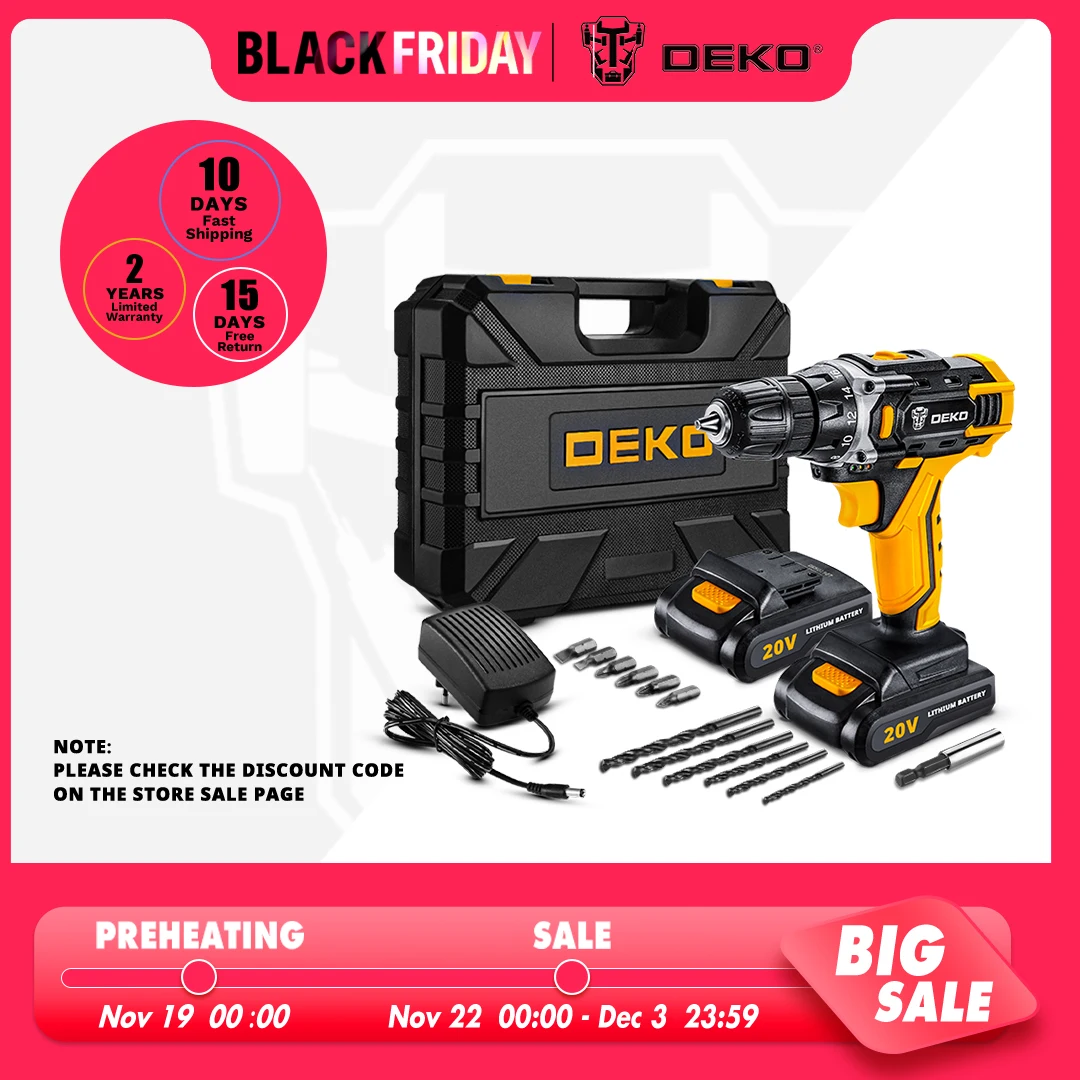 Беспроводная дрель-шуруповерт DEKO 12 В/16 В/20 в