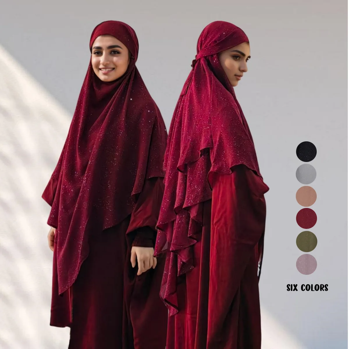 Хиджаб Химар Джилбаб сплошной цвет 2-слойный треугольный головной платок