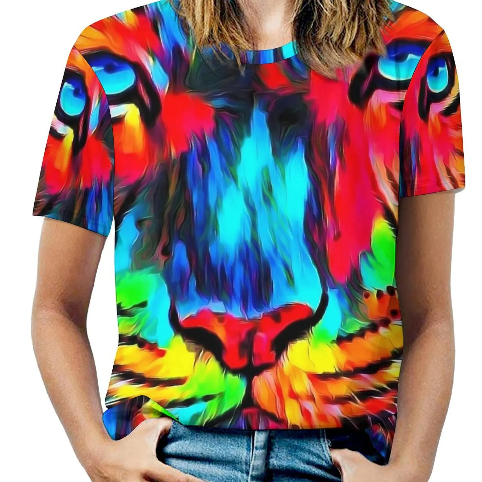 Футболка Tger Look Art Painting с круглым вырезом футболки большого размера абстрактными