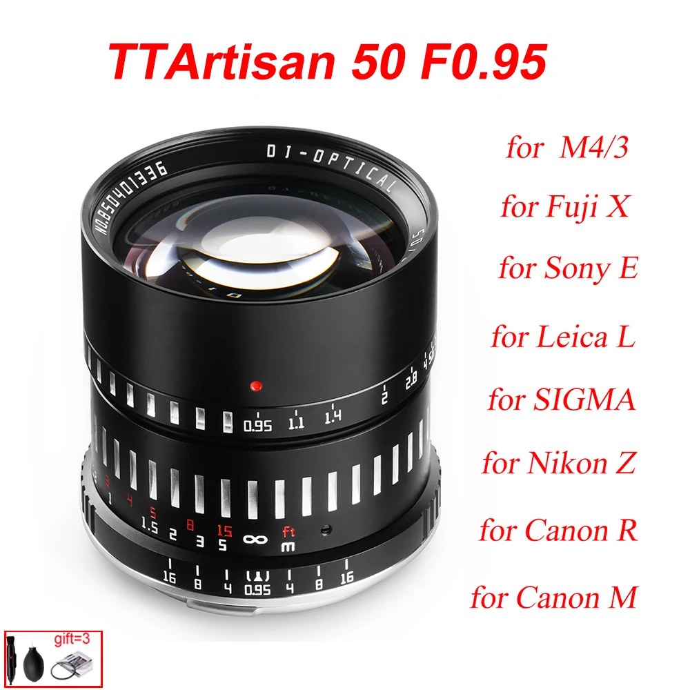 TTArtisan 50 мм F0.95 APS-C объектив с большим диафрагмой для камеры Sony E Fuji X Canon EF M EOS R Nikon Z