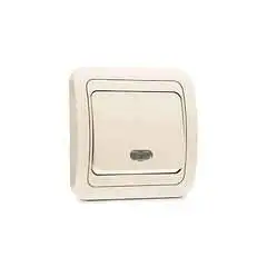 Выключатель 1-кл. СП Mimoza 10А IP20 с подсветкой крем./крем. Makel 25021