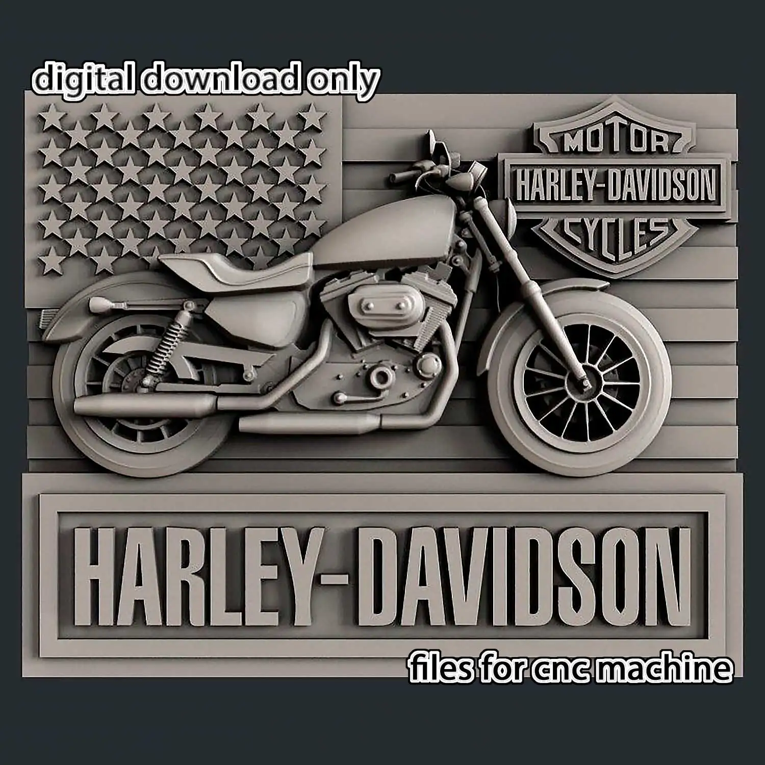Harley-Davidson файл для ЧПУ STL Model 3D wall art CNC files Desing | Электронные компоненты и