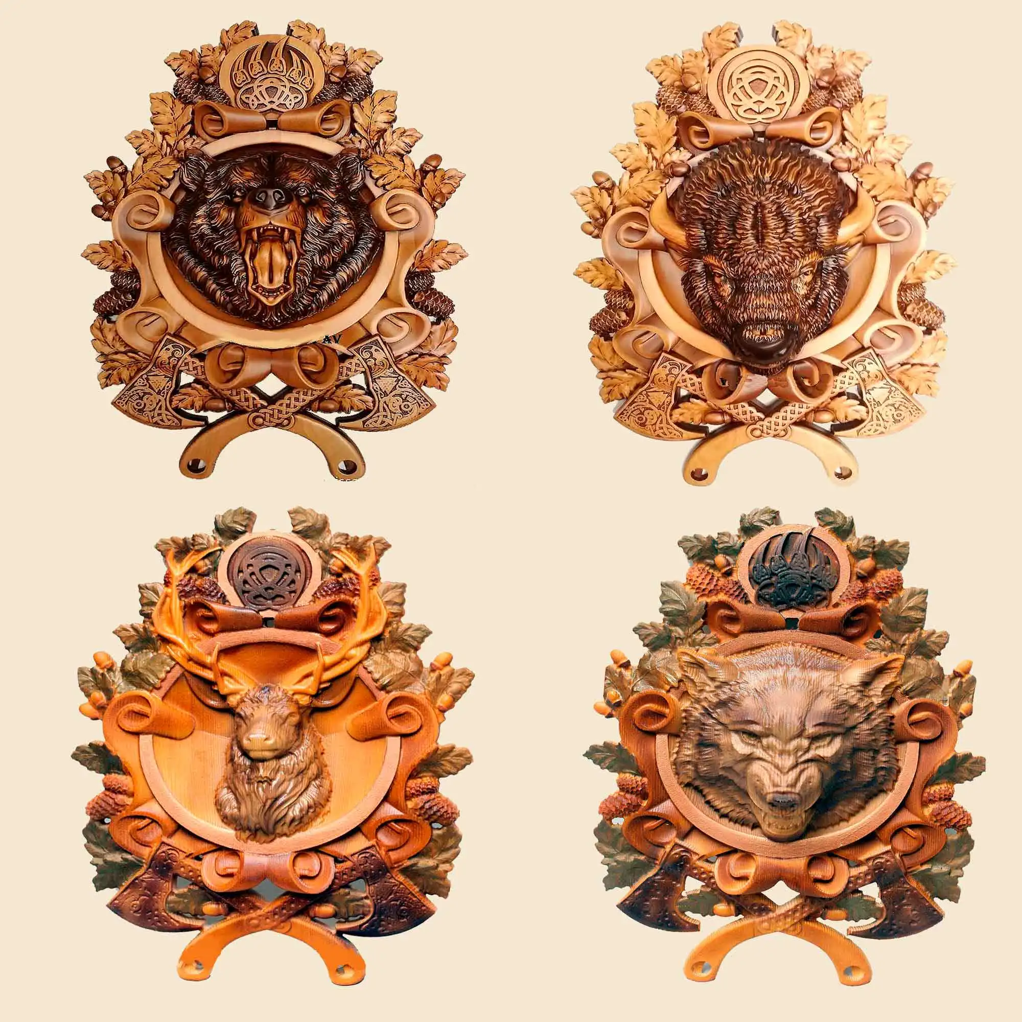 Панно звери животные в рамках. Комплект из 4х штук | Мебель